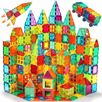 Anbalulu Magnetic Tiles, 100PCS Magnetic Blocks for Kids, Magnet Building Set with 2 Cars, Construction Building Set,STEM Sensory Educational Toys Gift for Toddlers Kids 3 4 5 6 7 8 9 Year Old