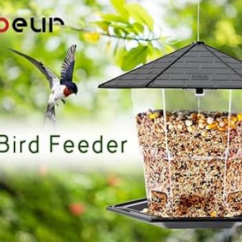 Jealoeur Bird Feeders for Outdoors Hanging Bird Feeder Wild Bird Seed, Black