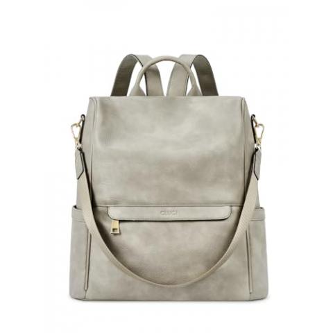 CLUCI Backpack Purse for Women Leather Fashion Large Designer Travel Bag Ladies Shoulder Bags Two-Toned Vintage Gray