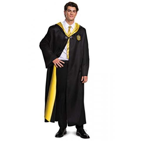 Disguise unisex adult Hufflepuff Costume Outerwear, Black & Yellow, Medium 38-40 US