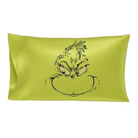 Franco Collectibles Grinch by Dr. Seuss Holiday Beauty Silky Satin Standard Reversible Pillowcase Cover 20x30 for Hair and Skin, (Officially Licensed Product)