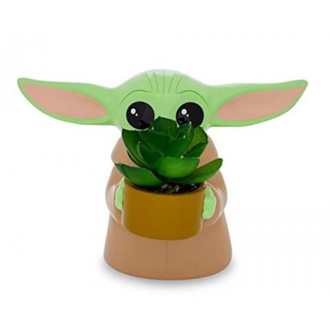 Silver Buffalo Star Wars: The Mandalorian Baby Yoda The Child Grogu 4-Inch Ceramic Mini Planter with Artificial Succulent