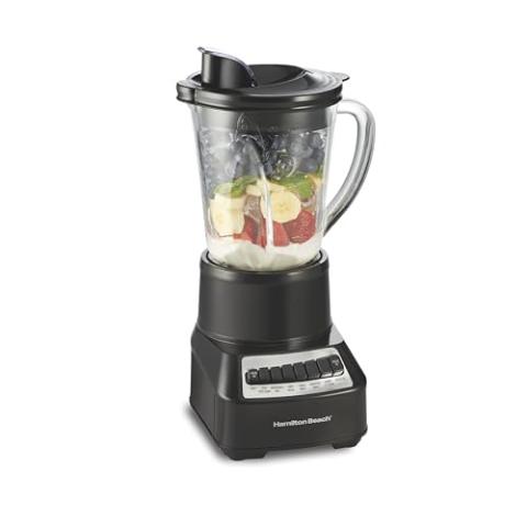 Hamilton Beach Wave Crusher Blender For Shakes and Smoothies With 40 Oz Glass Jar and 14 Functions, Ice Sabre Blades & 700 Watts for Consistently Smooth Results, Black & Stainless Steel (54220)