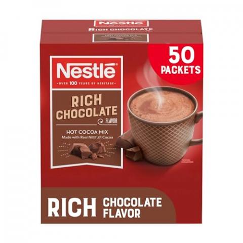 Nestle Hot Chocolate Packets, Hot Cocoa Mix, Rich Chocolate Flavor, Made with Real Cocoa, Bulk Pack, 0.71 oz Packet (50 Count)