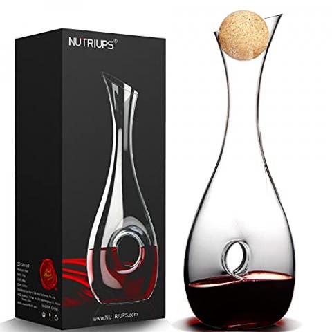 NUTRIUPS Wine Decanter with Stopper Hand Blown Wine Aerating Decanter Wine Carafe Decanter Pierced Decorative Snail Red Wine Decanters with Lid