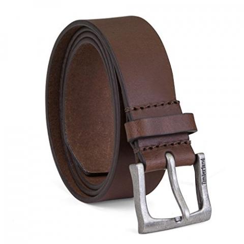 Timberland mens Classic Leather Jean Belt 1.4 Inches Wide, Brown, 36