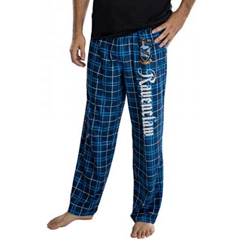 Harry Potter Adult Mens' Ravenclaw House Crest Plaid Pajama Pants (X-Large)