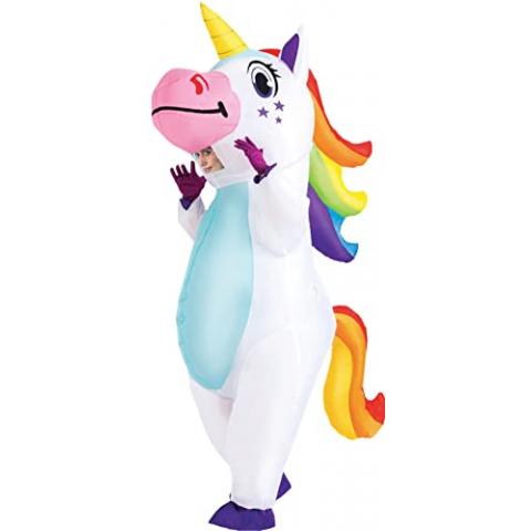 Spooktacular Creations Inflatable Costume Adult, Full Body Riding a Unicorn Blow Up Costume for Halloween Inflatables Costume Dress-Up Party (White)