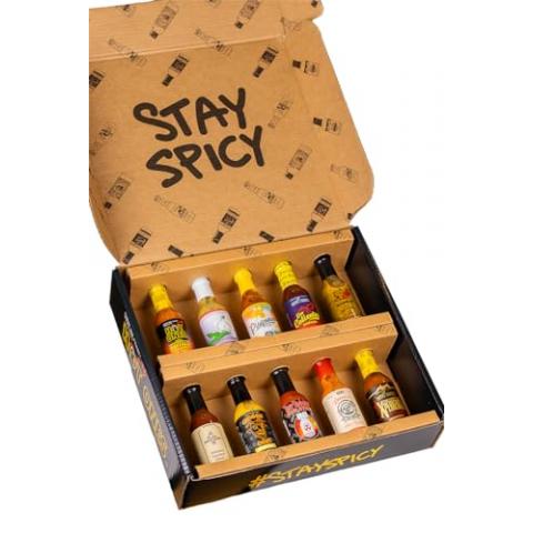 Hot Ones Hot Sauce Gift Box - 10 Natural Ingredients, Small Batch Variety Pack for Spice Lovers