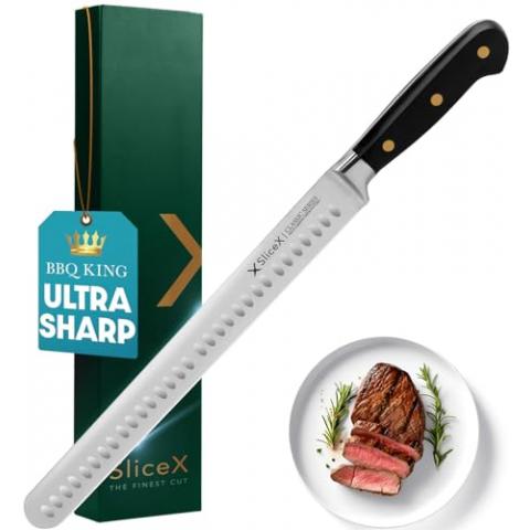 Classic Brisket Slicing Knife Set - German Steel Razor Sharp 12" Carving Knife for Meat - Premium Meat Carving Knife Full Tang - Slicing Knife for Meat