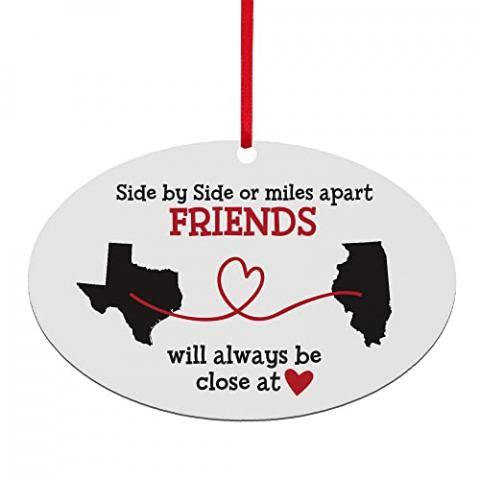 Let's Make Memories - Personalized Christmas Ornament for Distant Friends and Family - Custom Ornament for Those Miles Apart, Close at Heart - Any Two States - Christmas 2024 Keepsake - Oval