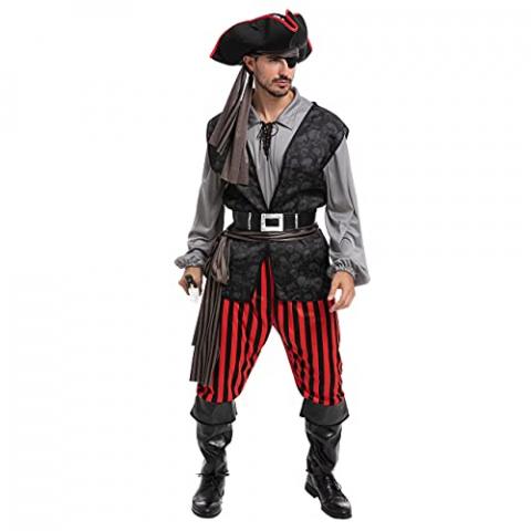 Spooktacular Creations Adult Men Pirate Costume for Halloween, Costume Party, Trick or Treating, Cosplay Party (X-Large)