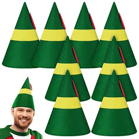 Geyoga 8 Pieces Christmas Elf Hat The Elf Costume Accessories Christmas Hats for Xmas Holiday Cosplay Gifts Party Supplies