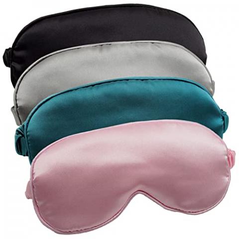 LERSVICVIL Sleep Mask 4 Pack Silk Eye Cover Soft Satin Blindfold Elastic Strap Night Eyeshade Travel Nap for Women Men