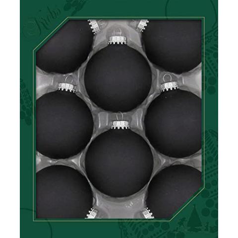 Glass Christmas Tree Ornaments - 67mm / 2.63" [8 Pieces] Designer Balls from Christmas By Krebs Seamless Hanging Holiday Decor (Velvet Ebony Black)