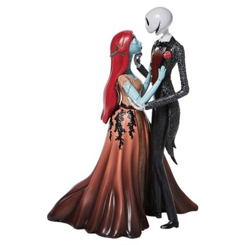 Enesco Disney Showcase Couture de Force The Nightmare Before Christmas Jack and Sally Embracing Figurine- Resin Hand Crafted Painted Collectible Halloween Disney Figurines Home Decor Statue, 9.5 Inch