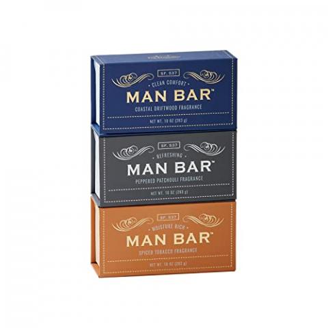 San Francisco Soap Company Man Bar 3-Piece Gift Set featuring all new scents: Coastal Driftwood, Peppered Patchouli, and Spiced Tobacco - GREAT GIFT - No Harmful Chemicals - Good for All Skin Types