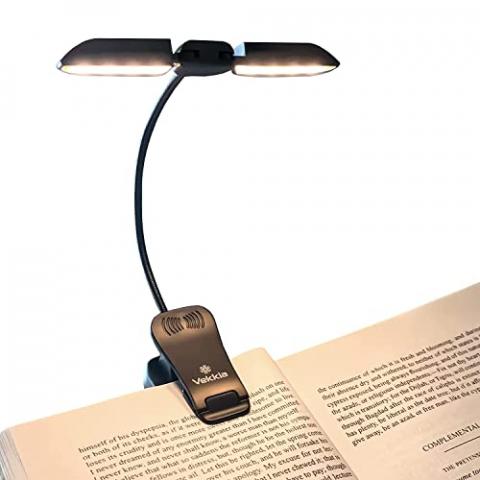 Vekkia 14 LED Rechargeable Book-Light with Clamp for Reading at Night in Bed, Warm/White, 180° Adjustable Clip on Light, Lightweight Eye Care Book Light, Perfect for Book Lovers