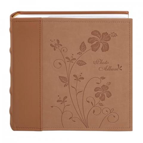 Golden State Art Photo Album holds 4x6 200 Horizontal Pictures with Memo Space, Leather Vintage Cover for Wedding Family Christmas(Brown)