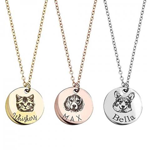 MignonandMignon Personalized Gift for Women Pet Necklace Handmade Portrait Jewelry Custom Unique Mother's Day - LCN-AP