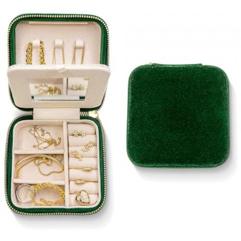 Benevolence LA Plush Velvet Jewelry Box | Travel Jewelry Case Organizer with Mirror | Featured in Oprah's Favorite Things | Best Gifts For Daughter, Girlfriend, Mom | Gifts For Her - Emerald