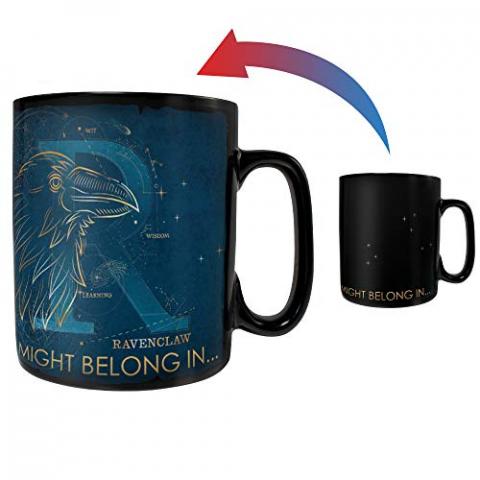 Morphing Mugs Harry Potter – Celestial Hogwarts Houses – Ravenclaw – Sorting Hat Heat Sensitive Clue Mug – Full image revealed when HOT liquid is added - 16oz Large Drinkware