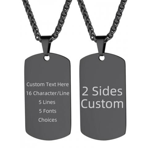 Mens Custom Dog Tag Pendant with Chain Personalized Engraving Necklaces Gifts for Men Dad Son Lover Husband friend Him Christmas