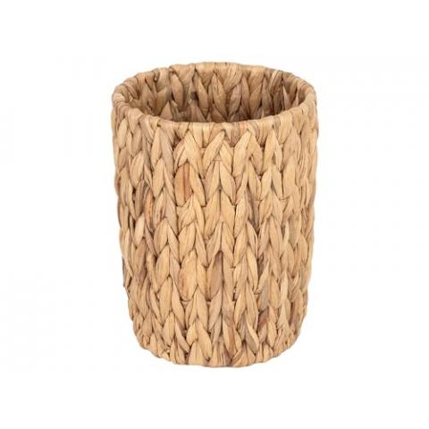 StorageWorks Wicker Waste Basket, Small Trash Can, Wicker Trash Basket with Handwoven Water Hyacinth, Wicker Garbage Can for Bedroom, Bathroom, 1 Pack