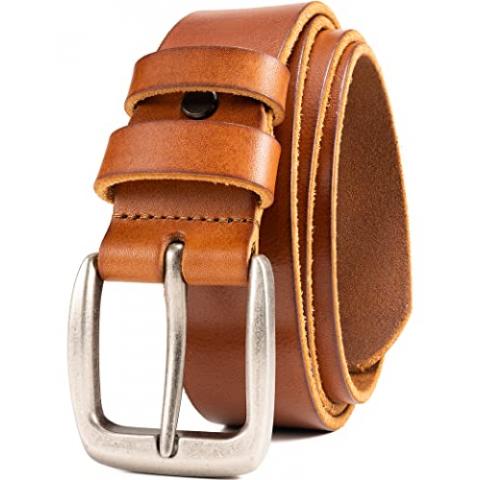 WOLFANT Leather Belt for Men,100% Italian Full Grain Real Solid Leather