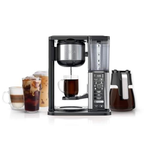 Ninja Specialty Coffee Maker, Hot & Iced Coffee, 6 Brew Styles, 8 Sizes, Small Cup to Travel Mug, 10-Cup Carafe, Fold-Away Frother, Permanent Filter, Removable Reservoir, Black, CM401