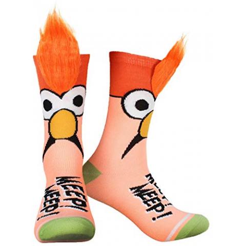 Bioworld The Muppets Beaker Meep Meep Fuzzy Hair Adult Crew Socks