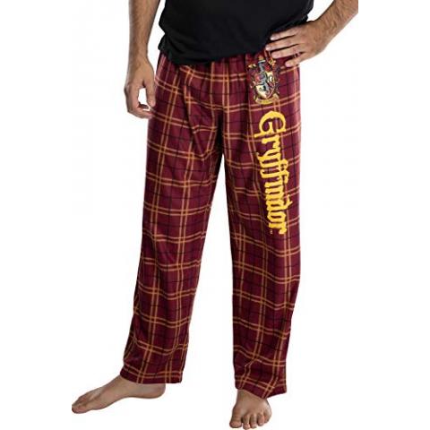 Harry Potter Adult Mens' Gryffindor House Crest Plaid Pajama Pants (X-Large)