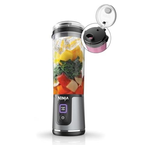 Ninja BC151BK Blast Portable Blender, Cordless, 18oz. Vessel, Personal Blender-for Shakes & Smoothies, BPA Free, Leakproof-Lid & Sip Spout, USB-C Rechargeable, Dishwasher Safe Parts, Black