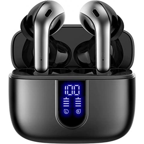 TAGRY Bluetooth Headphones True Wireless Earbuds 60H Playback LED Power Display Earphones with Wireless Charging Case IPX5 Waterproof in-Ear Earbuds with Mic for TV Smart Phone Laptop Computer Sports