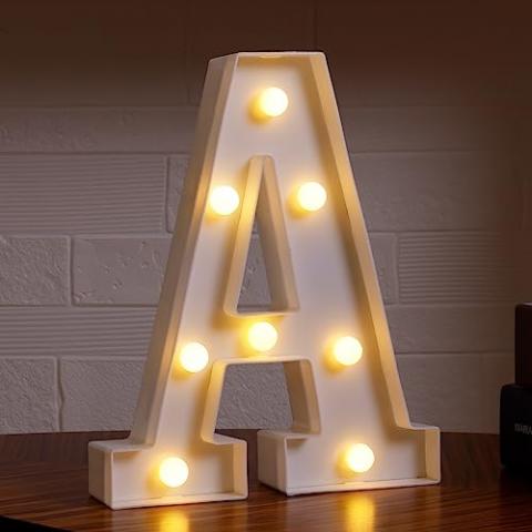 Dyingswan Led Light Up Letters, 26 Alphabet Marquee Letter Lights, Small Letters with Lights, Battery Powered Letter Sign Lights for Party, Table, Wall Decor (Letter A, Warm White)