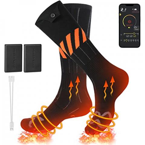 RELIRELIA Heated Socks, Rechargeable Heated Socks with APP Control for Men Women Feet Warmer for Winter Hunting Fishing Winter Skiing Outdoors Battery Included