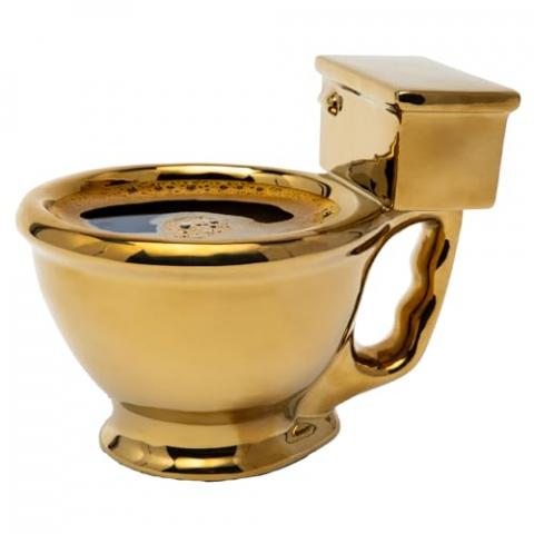 BigMouth Inc Golden Toilet Mug - Funny Coffee Cup for Men, Women - Novelty Toilet Bowl Mug - Hilarious Gag Gift - Ceramic Bathroom Mug - 12 Oz