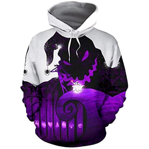 mlsjdger Unisex Nightmare Before Christmas Jack & Sally Novelty Hoodie 3D Print Sweatshirts Hoodie