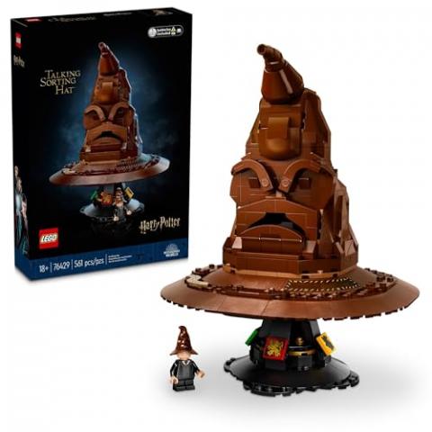 LEGO Harry Potter Talking Sorting Hat, Hogwarts Hat with 31 Randomized Sounds, Harry Potter Building Set for Ages 18 and up, Halloween Themed Gift for Adults, Women & Men, 76429