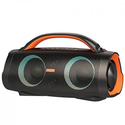 DOSS Extreme Boom Pro Bluetooth Speaker with 100W Stereo Sound, Rich Bass, IPX6 Waterproof, 20H Playtime, Power Bank, Mixed Color Light, Portable Speaker for Outdoor, Camping, Beach-Orange