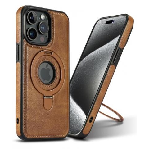 VAUSERDY Magnetic for iPhone 13 Pro Max Leather Case,Invisible Stand [Compatible with Magsafe] Slim Kickstand Phone Cove (Brown, iPhone 13 Pro Max)