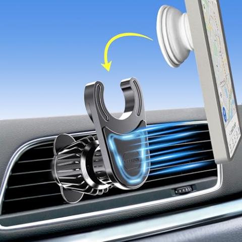 MCCHJoy Magnetic Socket Car Mount - Car Vent Phone Mount Compatible with PopSockets for Car - Mount Holder for All Socket Grips - AC Vent Clip - 360 Rotation Ultra Stability