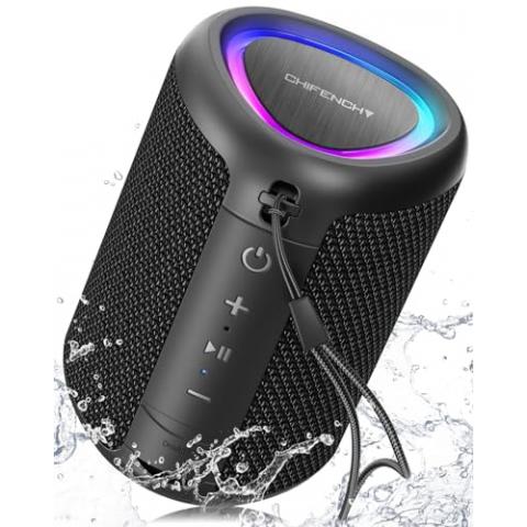 Portable Bluetooth Speaker with Lights, Powerful Crystal Clear Sound, IPX5 Waterproof, All Day Playtime, AUX&TF-Card Input, Bluetooth 5.3, TWS Paring, Small Wireless Speaker for Outdoor, Gift Ideas