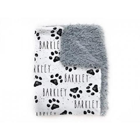 Personalized Paw Print Dog Blanket With Pets Name