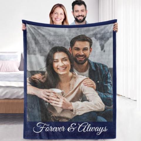 Custom Sherpa Fleece Blanket with Photos Text Soft Warm Fuzzy Custom Blanket Personalized Couples Gifts for Boyfriend Girlfriend Customized Picture Blanket Gifts for Birthday Anniversary Christmas