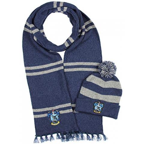 Bioworld Harry Potter Hogwarts Houses Knit Ravenclaw Scarf & Pom Beanie Set