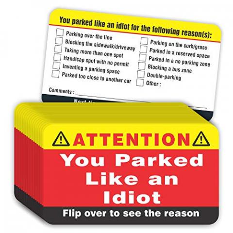 PARTH iMPEX You Parked Like an Idiot Business Cards (Pack of 100) Bad Parking Cards 3.5"x2" Multi Reasons Violation Stocking Stuffers for Adults