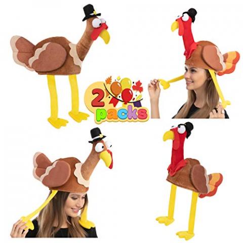 JOYIN 2PCS Turkey Gobbler Hats, Turkey Trots Dress Up Party,Thanksgiving Novelty Hats Role Play & Carnival Cosplay,Thanksgiving Costume Hats, Thanksgiving Accessories,Thanksgiving Party Favor Supplies