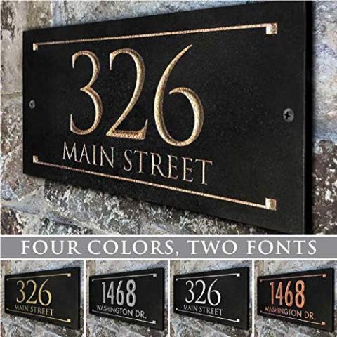 Stone Address Plaque With Engraved Numbers. Address Sign Made from solid, real stone.