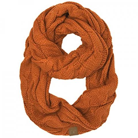 C.C CC Winter Soft Matching Unisex Chunky Knit Cowl Loop Infinity Scarf (Solid Clay)